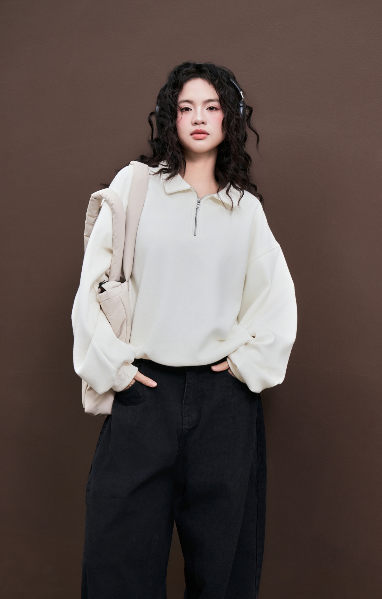 [SOLI] TIMELESS Zip Sweater/ Beige