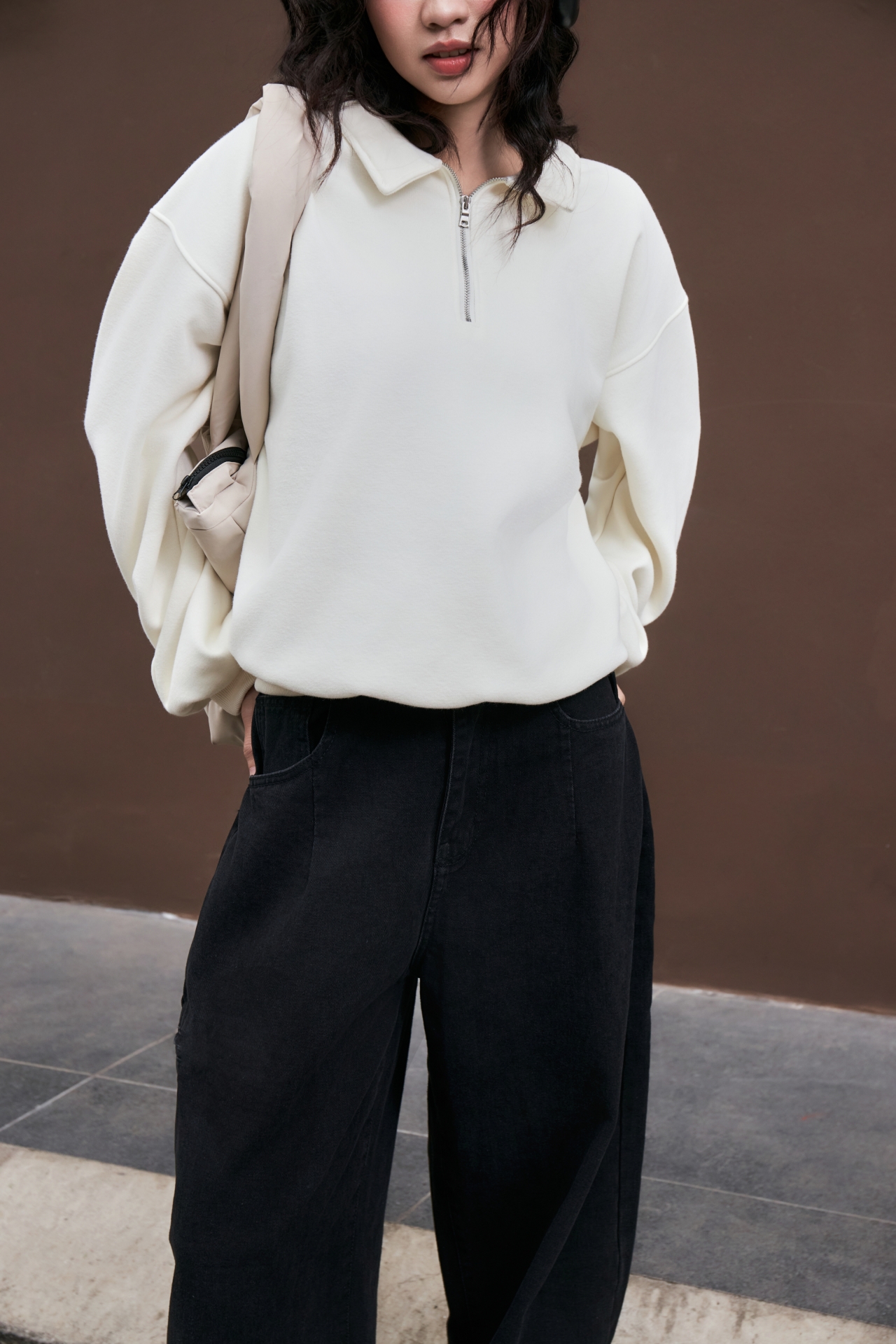 [SOLI] TIMELESS Zip Sweater/ Beige