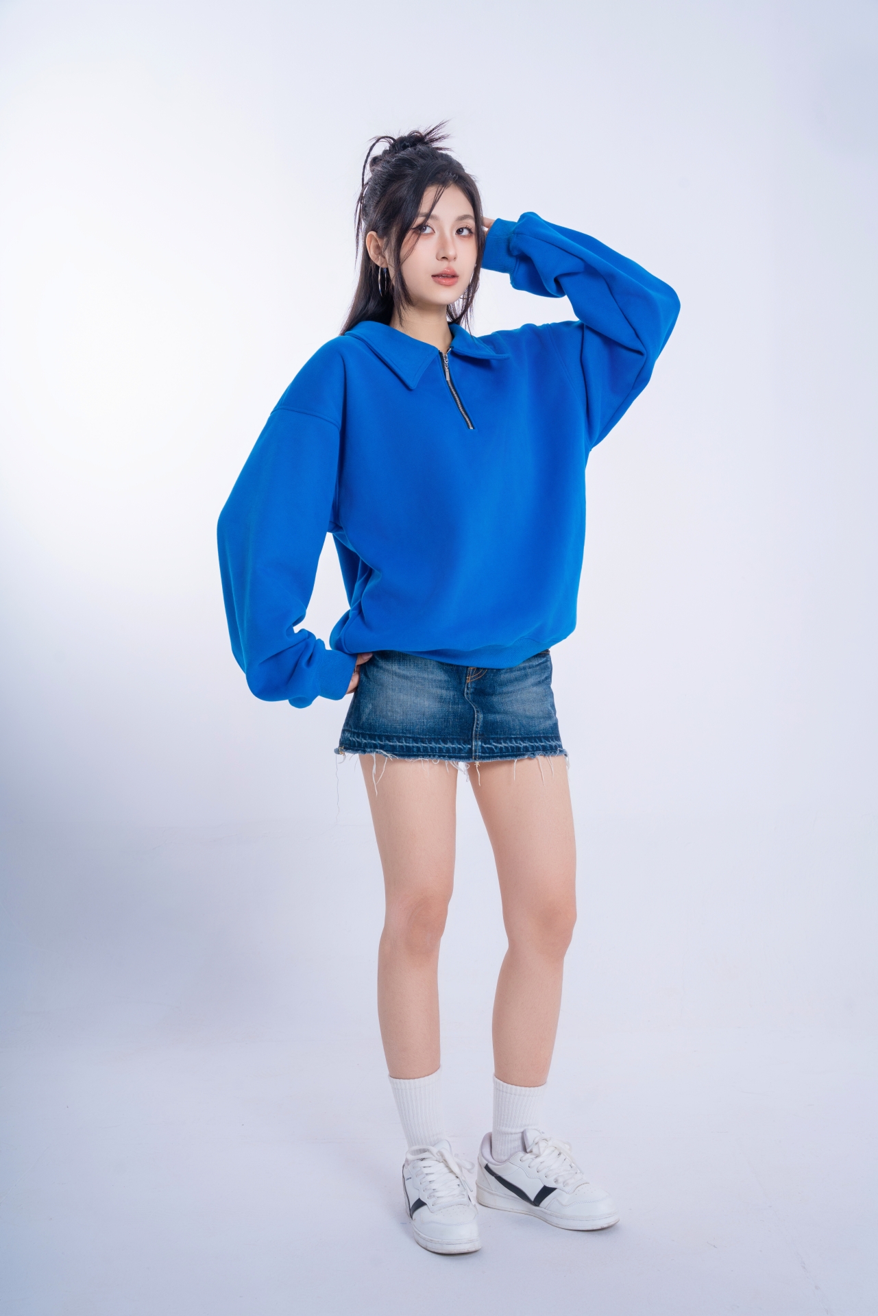 [SOLI] TIMELESS Zip Sweater/BLue